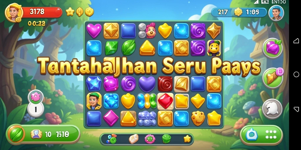 Tangkapan layar permainan Match-3 yang menarik dan penuh warna.