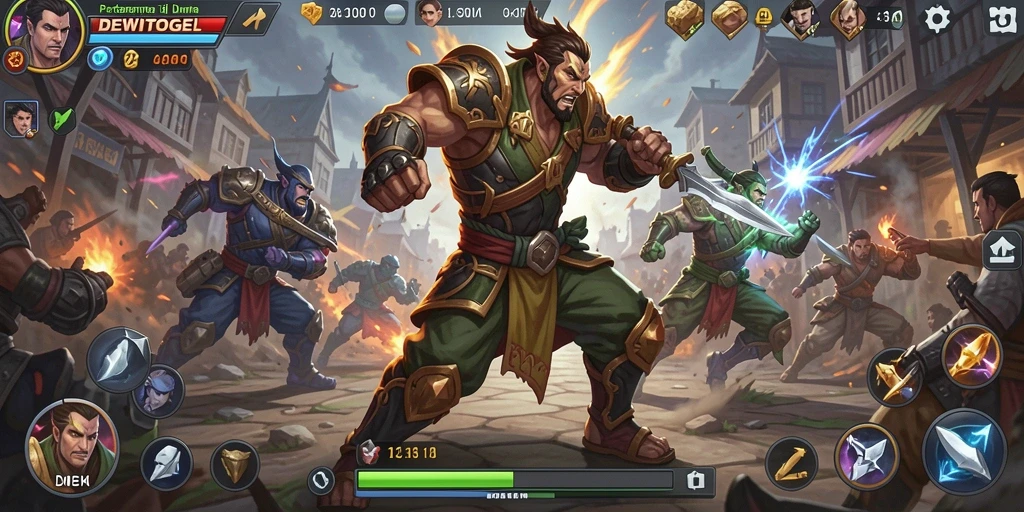 Tampilan gameplay DEWITOGEL dengan aksi pertarungan yang mendebarkan.