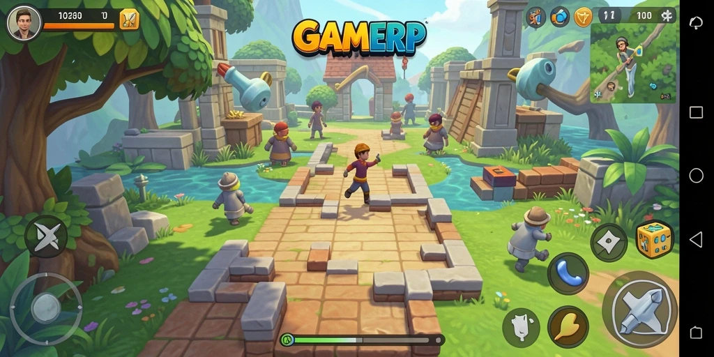 Screenshot utama GAMERP menampilkan gameplay puzzle yang menarik.