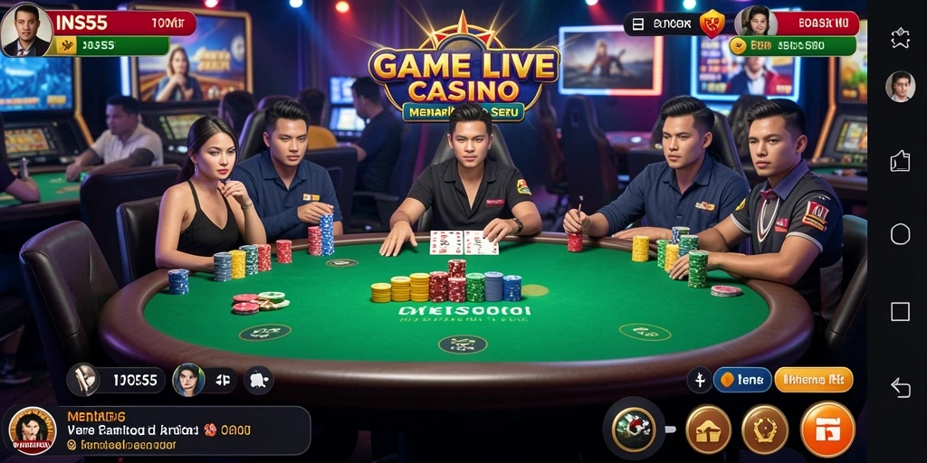 Tampilan permainan Live Casino yang menarik dan interaktif di INS55.