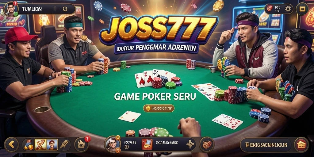 Screenshot gameplay menarik JOSS777 dengan berbagai pemain poker.