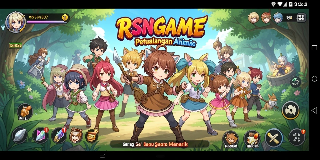 Screenshot gameplay RSNGAME menampilkan karakter Anime dalam pertempuran epik.