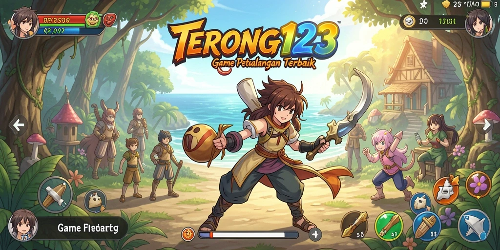 Tangkapan layar TERONG123 menampilkan aksi bertempur karakter Anime yang seru.